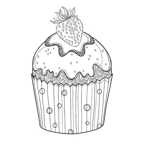 Cupcake With Many Details Cupcakes And Cakes Kids Coloring Pages