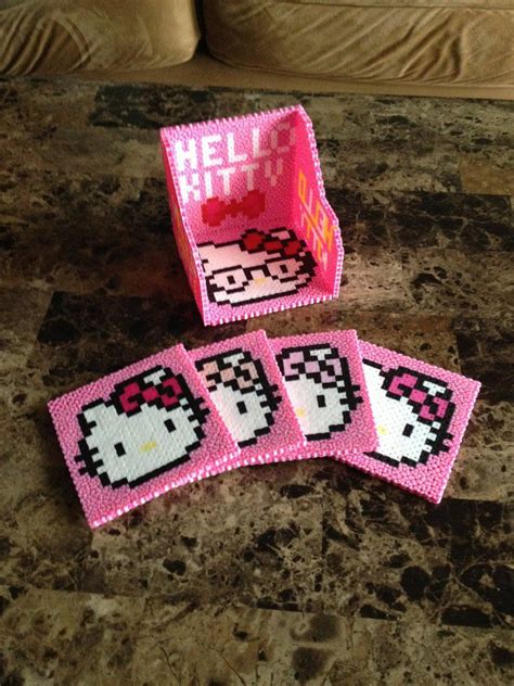 Hello Kitty Perler Bead Coaster Set by jnjfranklin on deviantART