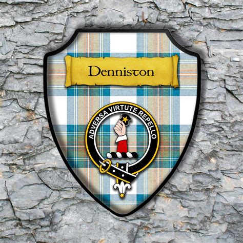 Denniston Shield Plaque With Scottish Clan Coat Of Arms Badge Etsy