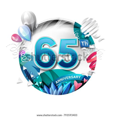 65th Anniversary Background Balloon Confetti On Stock Vector Royalty