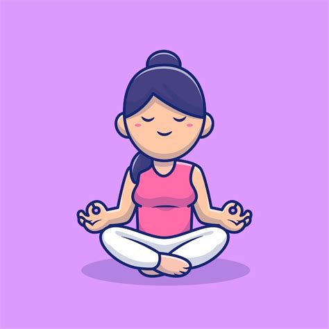 Linda Mujer Meditando Yoga Cartoon Vector Icono Ilustraci N Concepto