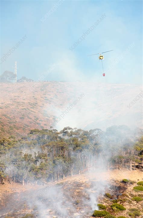 Helicopter Dropping Water On Wild Fire Stock Image F0202540