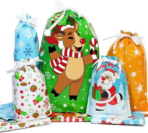 36 Christmas Holiday Drawstring Goodie T Bags Assorted