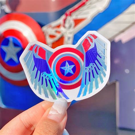 Falcon Captain America Shield Holographic Stickern Wish Upon Magic