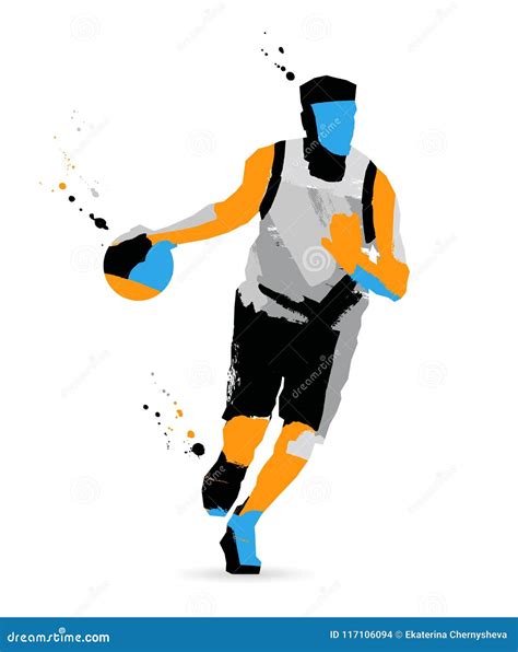 Colored Sketch Basketball Player Stock Vector Illustration Of Dynamic
