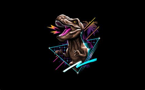 3840x2400 Resolution Tyrannosaurus Rex Dinosaur Retrowave Uhd 4k