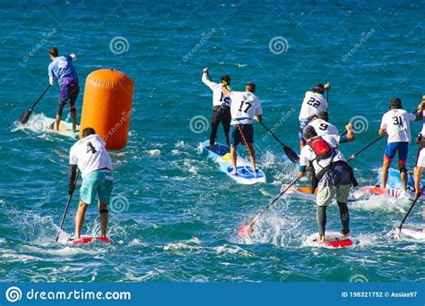 Stand Up Paddle Surfing Or Sup Race Competition Editorial Photography