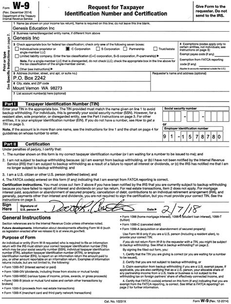 Downloadable W9 Tax Form How To Fill Out A W9 Form Line W Within Irs