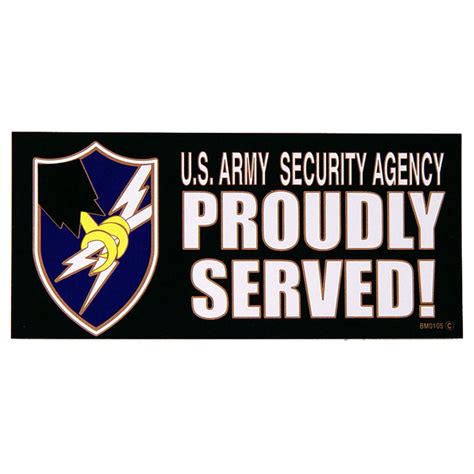 United States Army Security Agency Proudly Served Bumper Sticker At