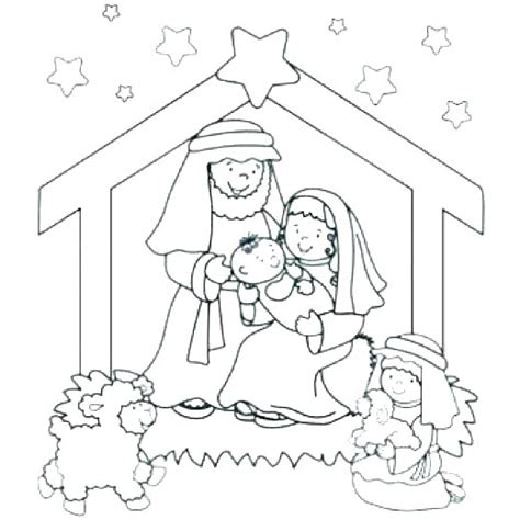 Simple Nativity Scene Coloring Pages At