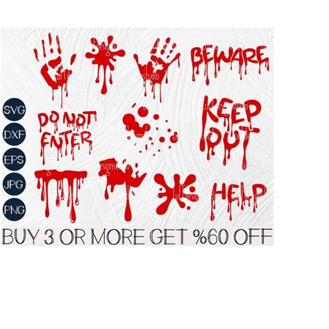 Blood Splatter Svg Halloween Svg Bloody Handprint Drips Sv Inspire