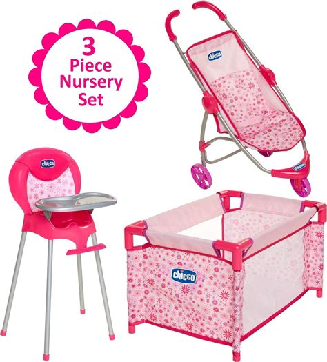 Chicco Deluxe Nursery Time Fun For Baby Dolls Play Set Pink Amazon