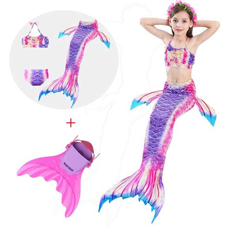 Girls Mermaid Tails Swimmable Swimsuits Kids Ariel Mermaid Tail For