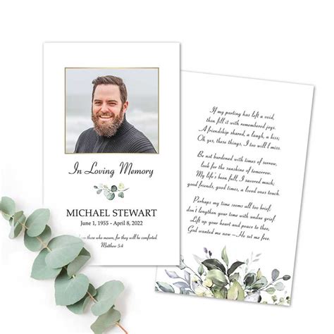 Funeral Mass Card Keepsake With Photo For Memorial Handouts