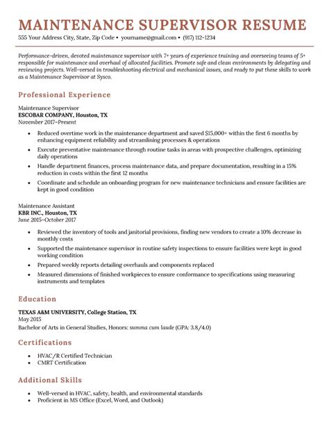 Maintenance Worker Resume Sample And Writing Guide