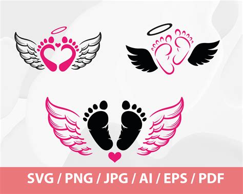 Baby Loss Memorial Svg Baby Footprints Angel Wings Halo Etsy
