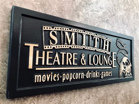 Custom Home Theater Sign Personalized Movie Theater Decor Etsy
