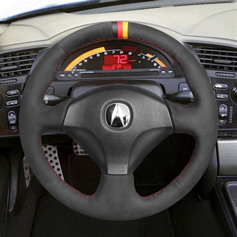 Custom Black Suede Car Steering Wheel Cover For Honda S2000 Civic Si