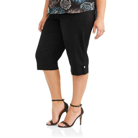 Just My Size Womens Plus Size Pull On Bling Tab Capri