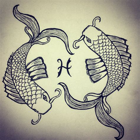 My Drawing Of Pisces Libra And Pisces Drawings Sketch Inspiration