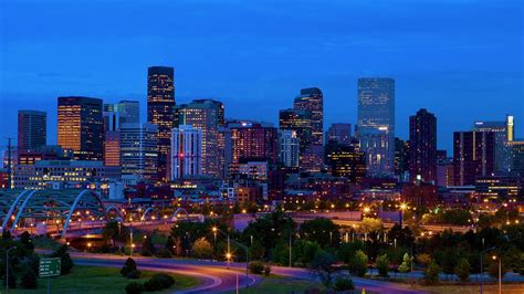 Wallpaper Usa Denver Colorado Buildings Skyline Night Lights