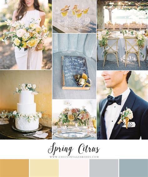 Spring Citrus Chic Wedding Inspiration In Soft Yellow And Slate Blue
