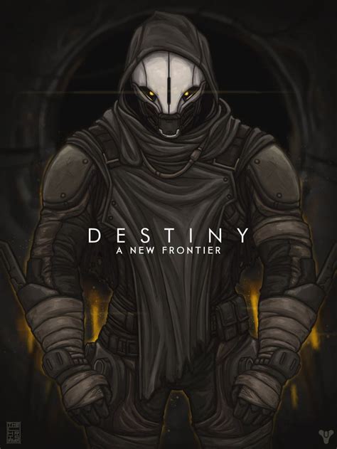 A Character From The Video Game Destiny With Yellow Eyes And Black Armor