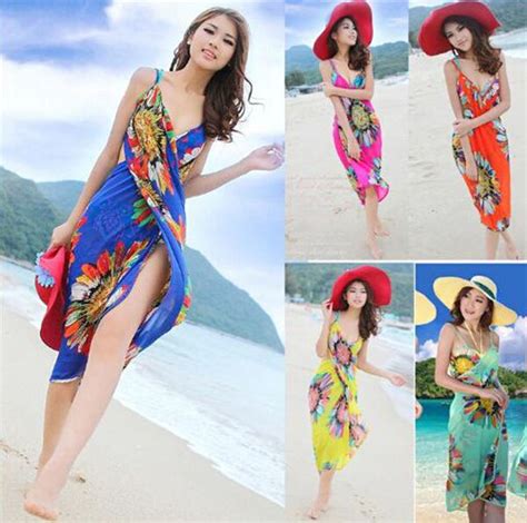 Women Beach Dress Sexy Sling Beach Wear Dress Sarong Bikini Cover Ups Wrap Pareo Skirts Towel