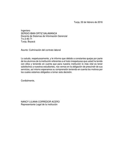 Ejemplo De Carta De Despido Objetivo Copiar Compromiso Empresarial
