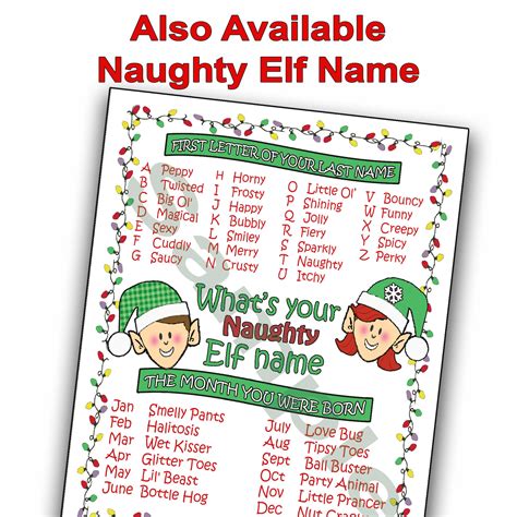 Whats Your Elf Name 8 X 10 Printable Etsy Canada