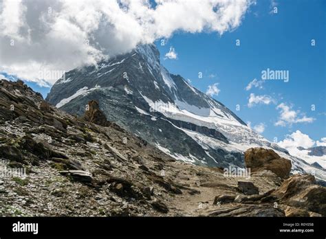 Matterhorn Peak Covered With Clouds During High Mountain Hike Stock