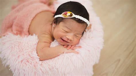 1080p Free Download Smiley Cute Baby Girl Is Sleeping On Woolen Bed