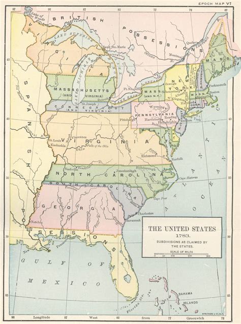The United States 1783 Subdivisions As Claimed By The States Albert