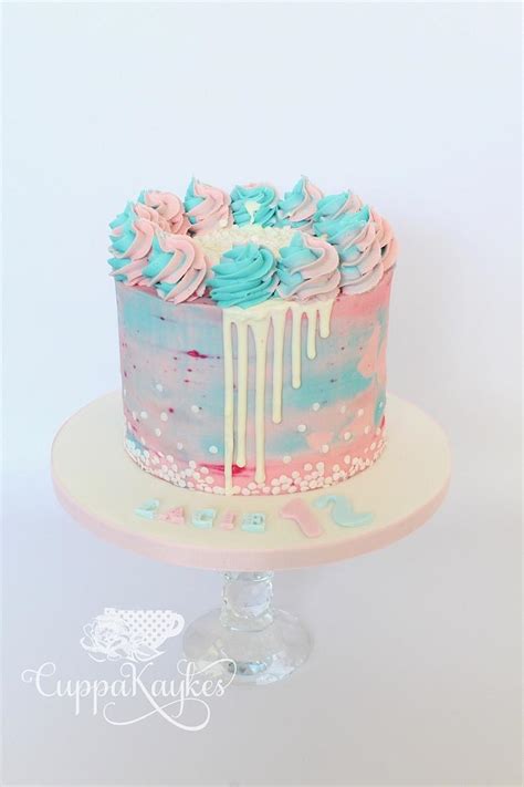 Pink And Blue Buttercream Cake Decorated Cake By Kaylu Cakesdecor