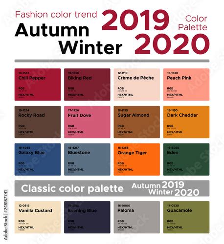 Fashion Color Trend Autumn Winter 2019 2020 And Classic Color Palette