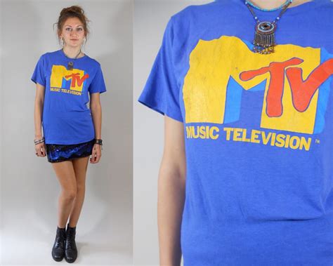 Vintage 1980s Mtv T Shirt 80s Vintage Classic Blue Mtv Logo