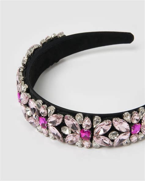 Izoa Tala Crystal Embellished Headband Pink