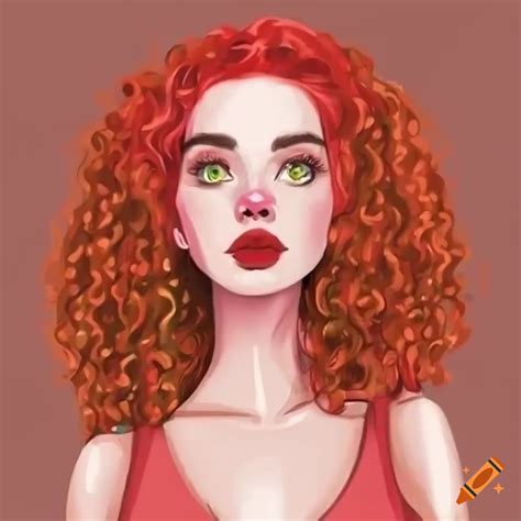 portrait of a redhead girl with green eyes and curly hair on craiyon