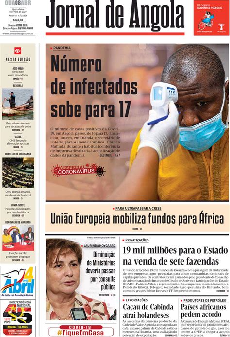 Capa Jornal De Angola De 2020 04 08