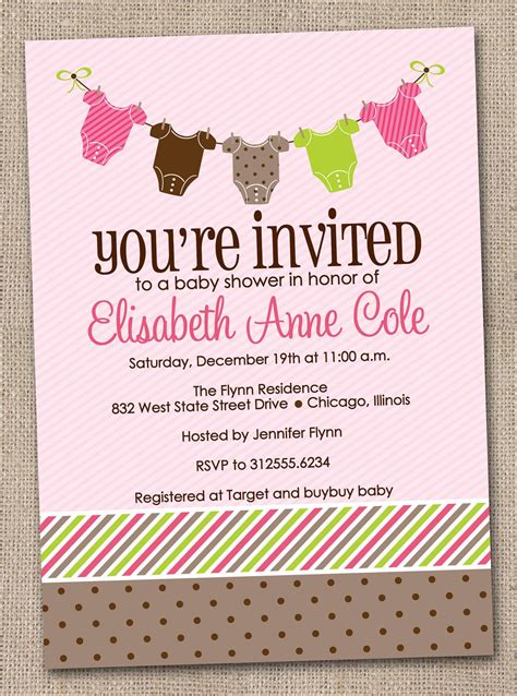 Customized baby shower invitation card customize; Printable Baby Shower Invitations Girl Baby by ...