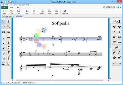 Crescendo music notation software es un programa para la escritura de notas musicales, la composición de canciones, obras. Music Notation Software FORTE