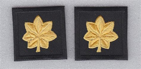 Major Gold On Black Sew On Collar Patches Rank Insignias 1