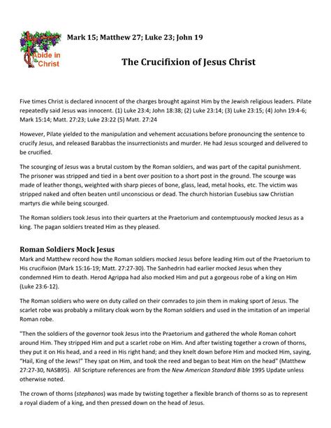The Crucifixion Of Jesus Christ Docslib