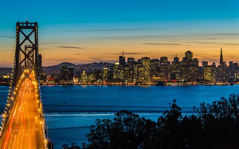 배경 화면 베이 브릿지 오클랜드 샌프란시스코 캘리포니아 미국 밤 도시의 불빛 1920x1200 Hd 그림 이미지