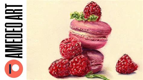 How To Draw Pink Macarons And Raspberries With Soft Pastels On Canson