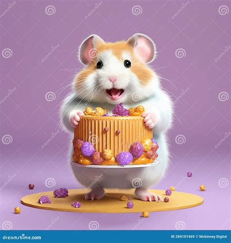 Hamster Having A Birthday Celebration With Colorful Party Supplies