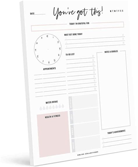 Bliss Collections Daily Planner With Undated X Tear Off