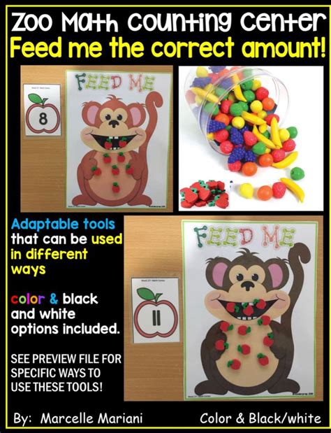 Feed The Monkey Math Counting Activity In 2020 Math Center Activities