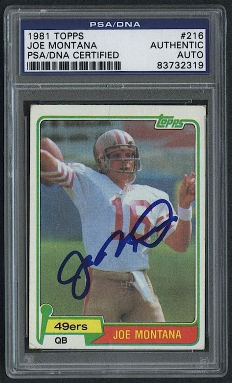 If you collect football cards then the 1981 topps joe montana rookie card is an absolute must have. Joe Montana Signed 1981 Topps #216 Rookie Card (PSA Encapsulated)