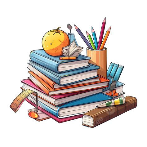 School Materials Cartoon Book School Material School Supplies Png
